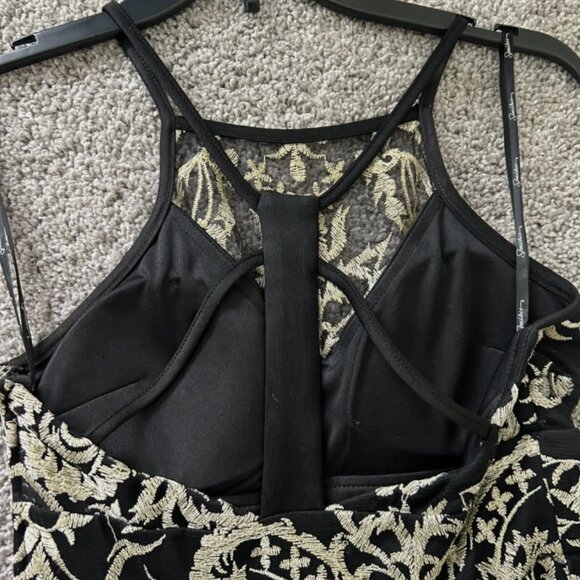 Xtraordinary Embroidered Tulle Dramatic High-Low Dress Black/Gold Size 5 - Picture 3 of 12